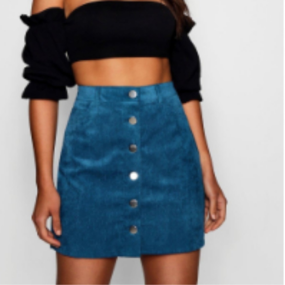 Button Down Corduroy Skirt
